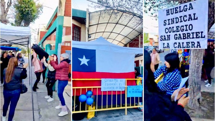 Huelga en colegio San Gabriel de La Calera: trabajadores exigen aumento de sueldos y mejores condiciones laborales y estudiantiles