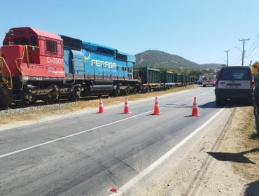 Tres personas lesionadas deja colisión entre tren de carga y camión en localidad quillotana de San Pedro