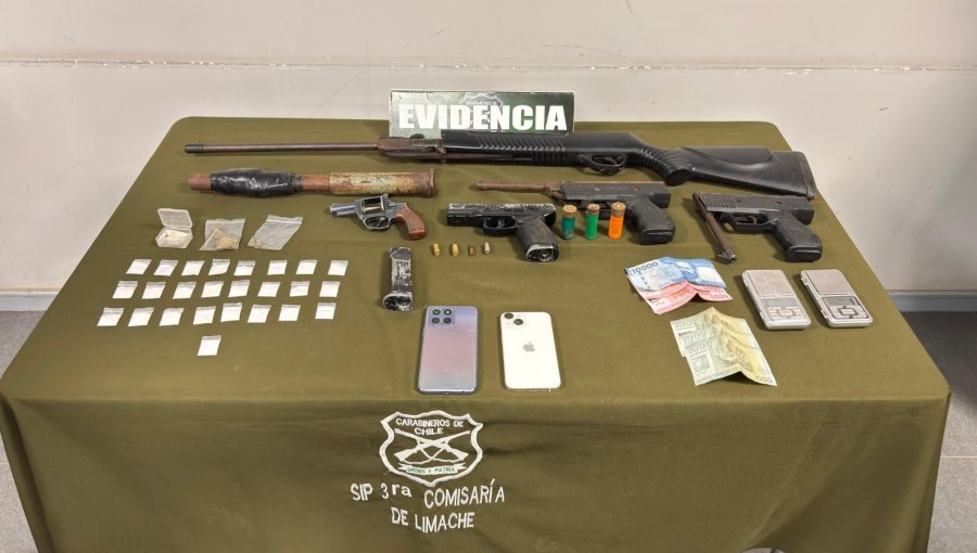 Investigación de la SIP de Carabineros permite detener a cuatro peligrosos sujetos con armas y drogas en Limache