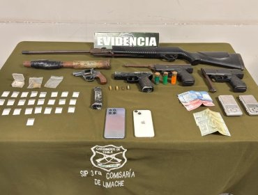 Investigación de la SIP de Carabineros permite detener a cuatro peligrosos sujetos con armas y drogas en Limache