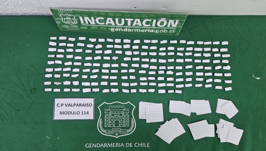 Operativo permite incautar casi 180 dosis de pasta base de cocaína en la cárcel de Valparaíso