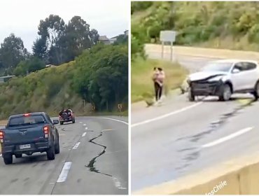 Desconocidos derramaron aceite sobre el pavimento y provocaron accidente de tránsito en el camino La Pólvora de Valparaíso