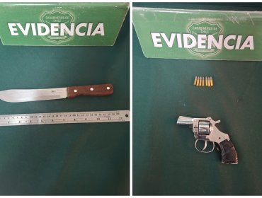 Fiscalización policial-municipal en Quilpué permite detener a cuatro sujetos armados y recuperar algunas especies robadas
