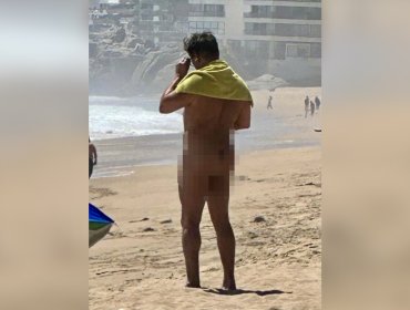 Sin toalla y sin pudor: revuelo causa bañista que tomó sol desnudo en playa de Reñaca