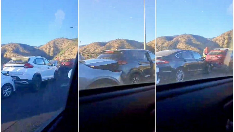 Colisión múltiple que involucró a siete vehículos originó caótica congestión vehicular en la autopista Troncal Sur hacia Viña del Mar