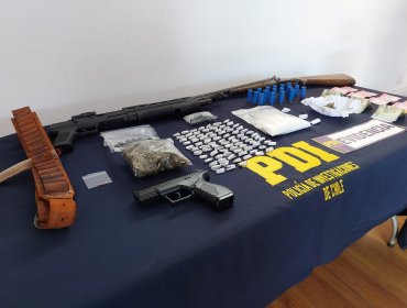 Capturan a conocido microtraficante de la población Aconcagua Sur de Quillota: PDI incautó drogas y armas en su domicilio