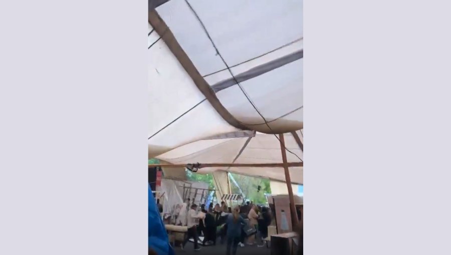 Lluvia provocó colapso de carpa en feria del Parque Bicentenario de Vitacura: generó pánico entre asistentes y daños en productos