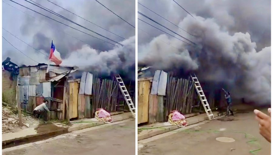 Dos viviendas afectadas dejó un incendio en la población Montedónico de Valparaíso