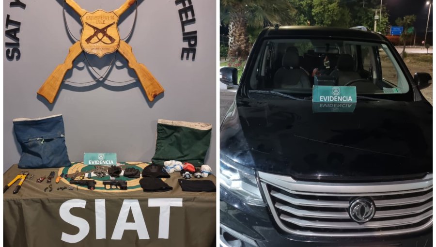 Fiscalización de Carabineros permite detener a cuatro sujetos que portaban dos pistolas y elementos para cometer delitos en San Felipe