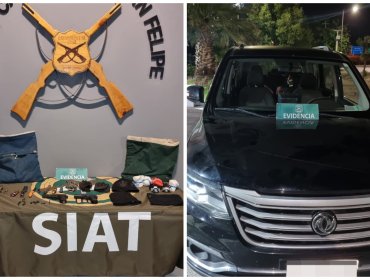 Fiscalización de Carabineros permite detener a cuatro sujetos que portaban dos pistolas y elementos para cometer delitos en San Felipe