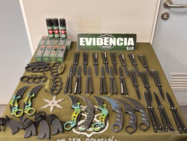 Cae sujeto que vendía armas blancas y gas pimienta en plena feria navideña de Limache