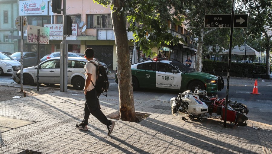 Carabinero resulta herido tras ser impactado por conductor ebrio en Providencia
