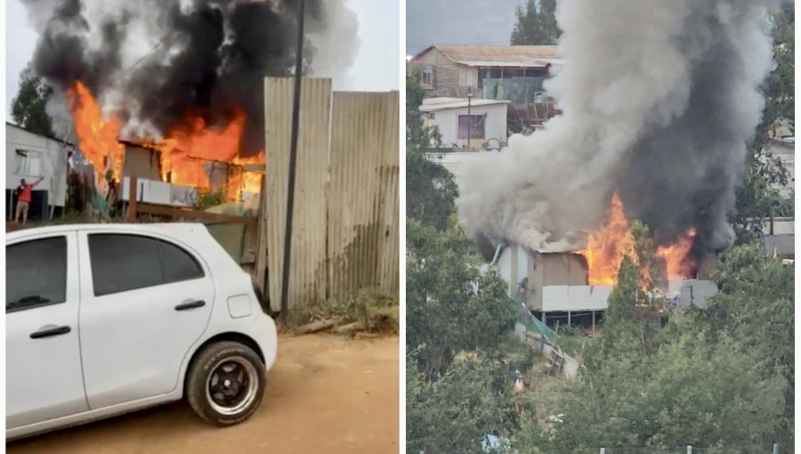 Incendio estructural consume por completo una casa en el sector Belloto Sur de Quilpué