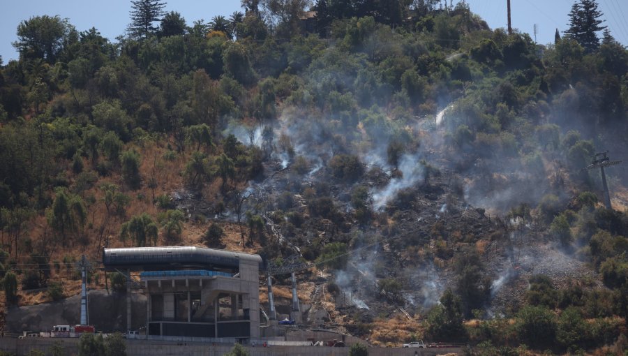 Incendio en la ladera sur del Parque Metropolitano en el cerro San Cristóbal fue controlado: consumió 0,8 hectáreas