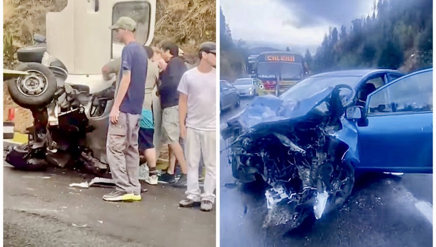 Vehículo termina volcado tras protagonizar violenta colisión en ruta Las Palmas de Viña