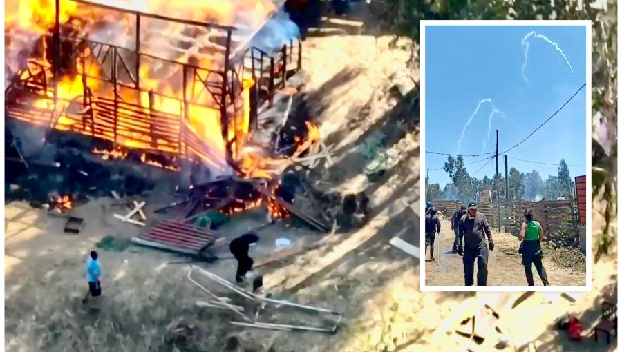 La resistencia del desalojo en San Antonio saca la voz: culpan a Carabineros de incendiar casas y aseguran que "nos quieren quemar vivos"