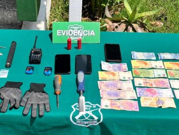 Con dinero extranjero, celulares e implementos para cometer delitos capturan a banda dedicada al robo de autos en Viña del Mar
