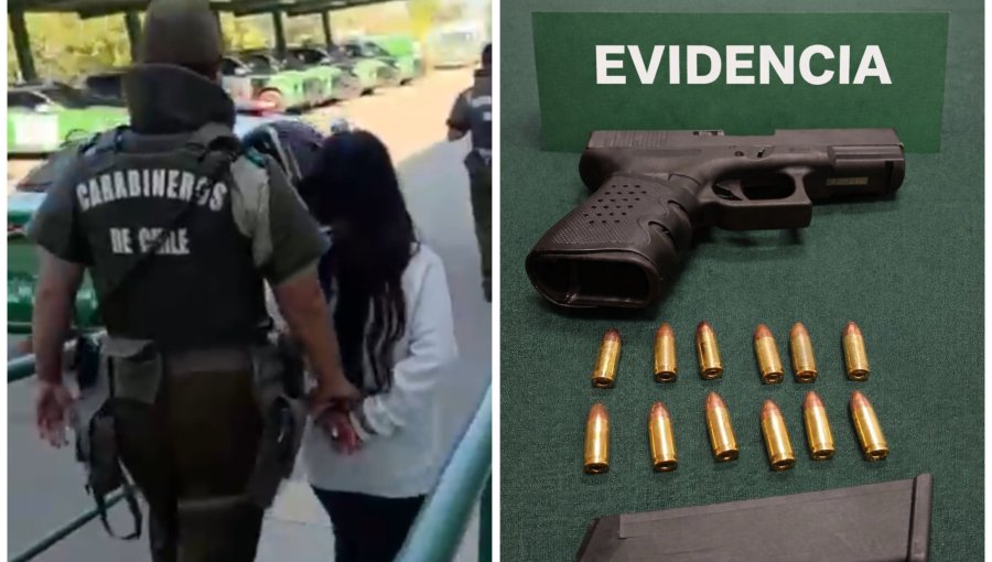 Detienen a mujer que portaba pistola robada y municiones en la vía pública de Quillota