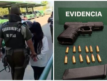 Detienen a mujer que portaba pistola robada y municiones en la vía pública de Quillota