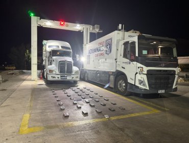 Detectan tres mochilas con más de 45 kilos de cocaína en la cabina de un camión verdulero en Quillagua