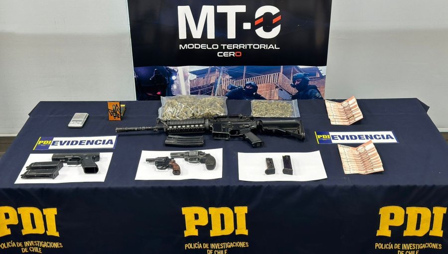PDI detiene a joven por tráfico en Lo Barnechea: incautan drogas, armas y dinero falso