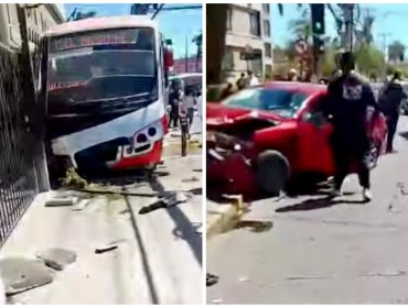 Micro termina incrustada en clínica tras violenta colisión en pleno centro de Quilpué
