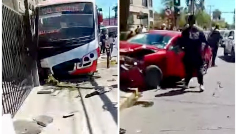 Micro termina incrustada en clínica tras violenta colisión en pleno centro de Quilpué