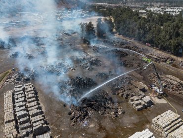 Incendio en planta de CMPC en Puente Alto está contenido: más de 100 bomberos siguen trabajando en la zona