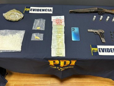 PDI desarticula punto de tráfico en feria El Belloto: incautan más de $2,8 millones en droga y armas de fuego