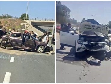 Tres lesionados deja violenta colisión múltiple en el Camino Internacional de Viña del Mar