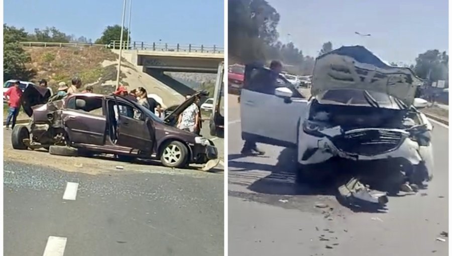 Tres lesionados deja violenta colisión múltiple en el Camino Internacional de Viña del Mar