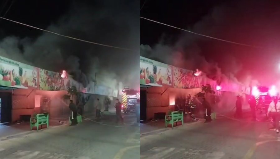 Incendio nocturno afecta a locales comerciales en la feria Sargento Aldea de Quillota
