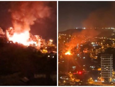 Incendio de grandes proporciones deja tres viviendas afectadas y cinco damnificados en sector Chorrillos de Viña del Mar