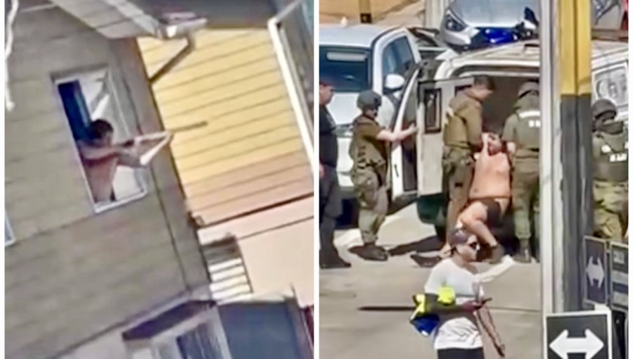 Disparos desde una casa originan operativo policial en San Antonio: un detenido, daños en un auto y un carabinero lesionado por caída