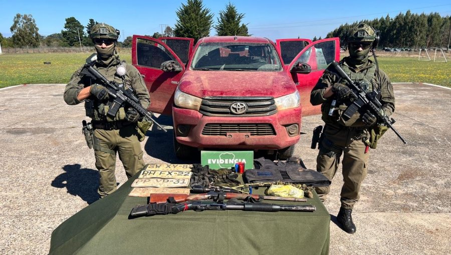 Recuperan camioneta robada e incautan armas de fuego y municiones en operativo en zona rural de Ercilla