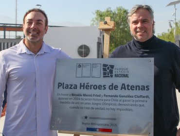 Inauguran la plaza “Héroes de Atenas” en el Parque Estadio Nacional como homenaje a Nicolás Massú y Fernando González