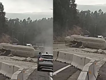 Camión de alto tonelaje termina volcado en enlace San Sebastián de Cartagena