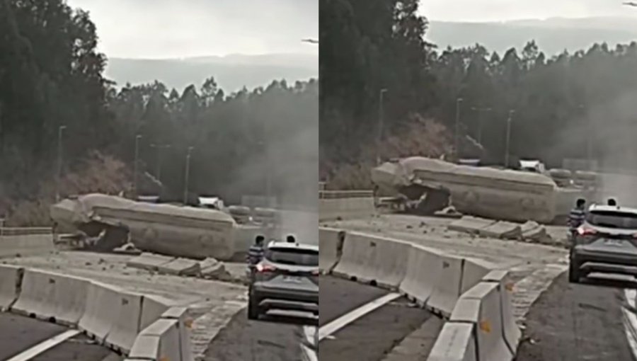 Camión de alto tonelaje termina volcado en enlace San Sebastián de Cartagena