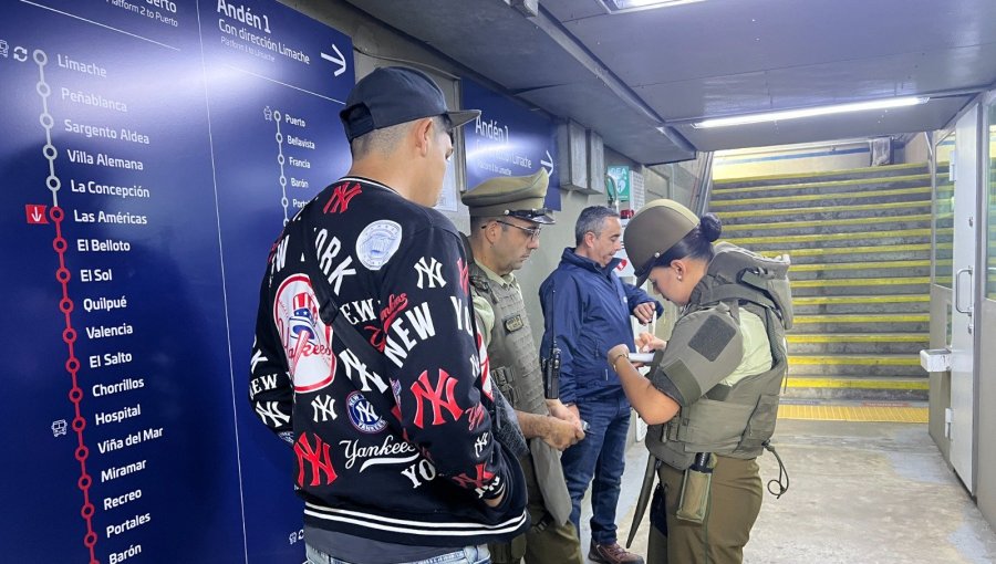 Detienen a evasor con arma blanca en fiscalización al Tren Limache-Puerto en Villa Alemana