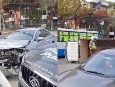 Colisión y volcamiento vehicular generó congestión en el sector oriente de Viña del Mar