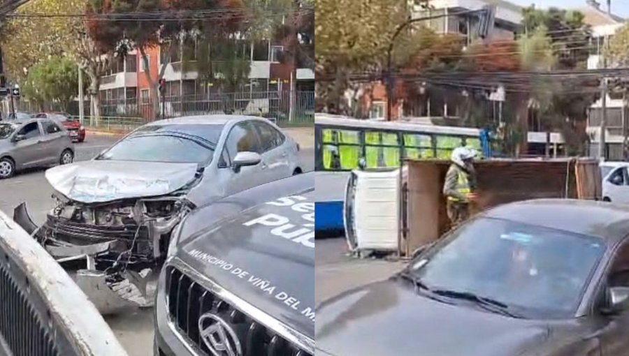 Colisión y volcamiento vehicular generó congestión en el sector oriente de Viña del Mar