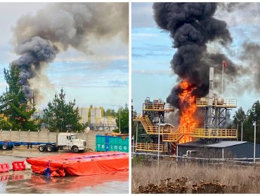 Alarma en el barrio industrial de San Antonio: incendio consume planta de aceites