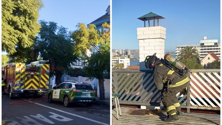 Recalentamiento de chimenea generó emergencia en casa del Cerro Castillo de Viña