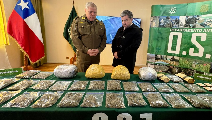 Más de 181 kilos de droga han sido decomisados en la región de La Araucanía durante este año