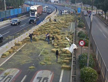 Fatal accidente en Autopista Central: Mujer muere tras caer carga de un camión a su auto