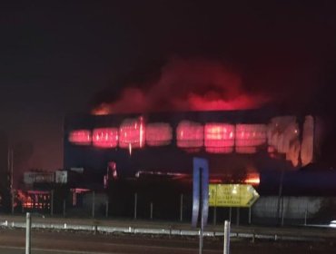 Voraz incendio consume el Frigorífico Friofort en la ruta 5 en Buin: vecinos están siendo evacuados