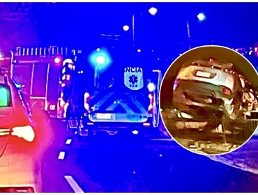 Insólito accidente en recta Las Salinas de Viña del Mar: automóvil termina sobre la barrera de contención dejando a una mujer lesionada