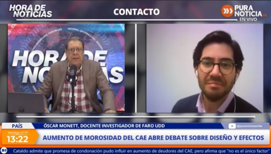 Investigador Óscar Monett por deudores del CAE: "La cuota promedio que pagan los egresados es cerca de 60 mil pesos"