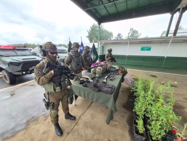 Amplio operativo en La Araucanía: tres detenidos tras allanamiento con armas, drogas y chalecos antibalas