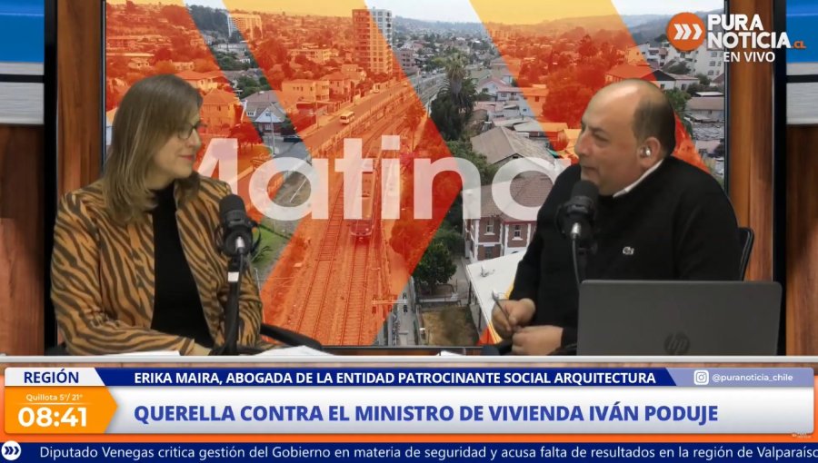 Erika Maira, abogada de entidad patrocinante Social Arquitectura, explica querella contra ministro de vivienda, Iván Poduje